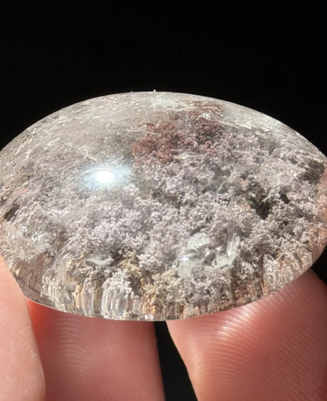 Garden quartz — scattered scenic inclusions, and no phantom. The garden without the ghost.